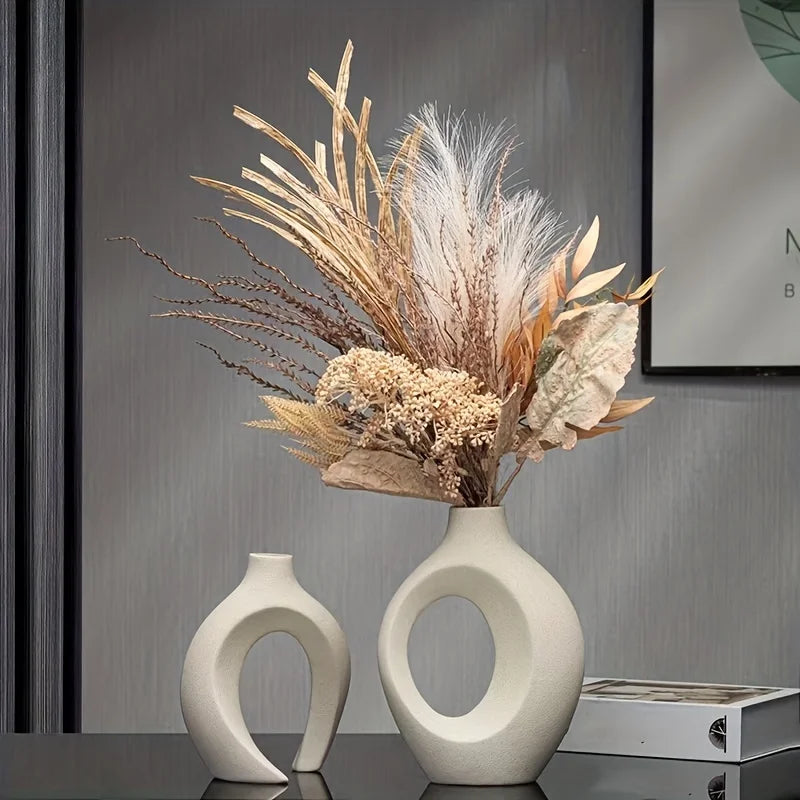 Nuvéa – Zestaw 2 Nowoczesnych Wazonów Ceramicznych w Stylu Nordic
