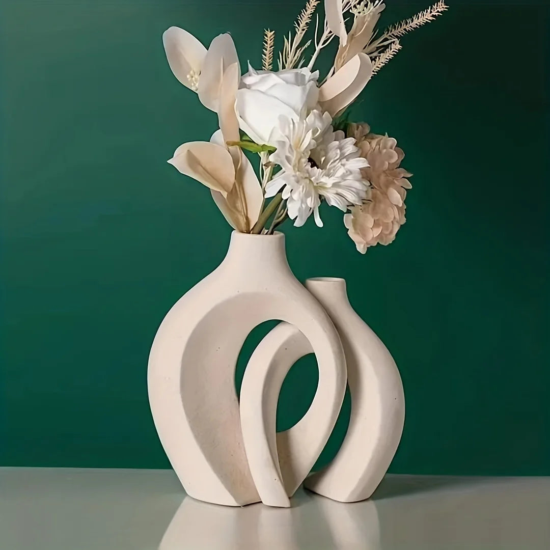 Nuvéa – Zestaw 2 Nowoczesnych Wazonów Ceramicznych w Stylu Nordic