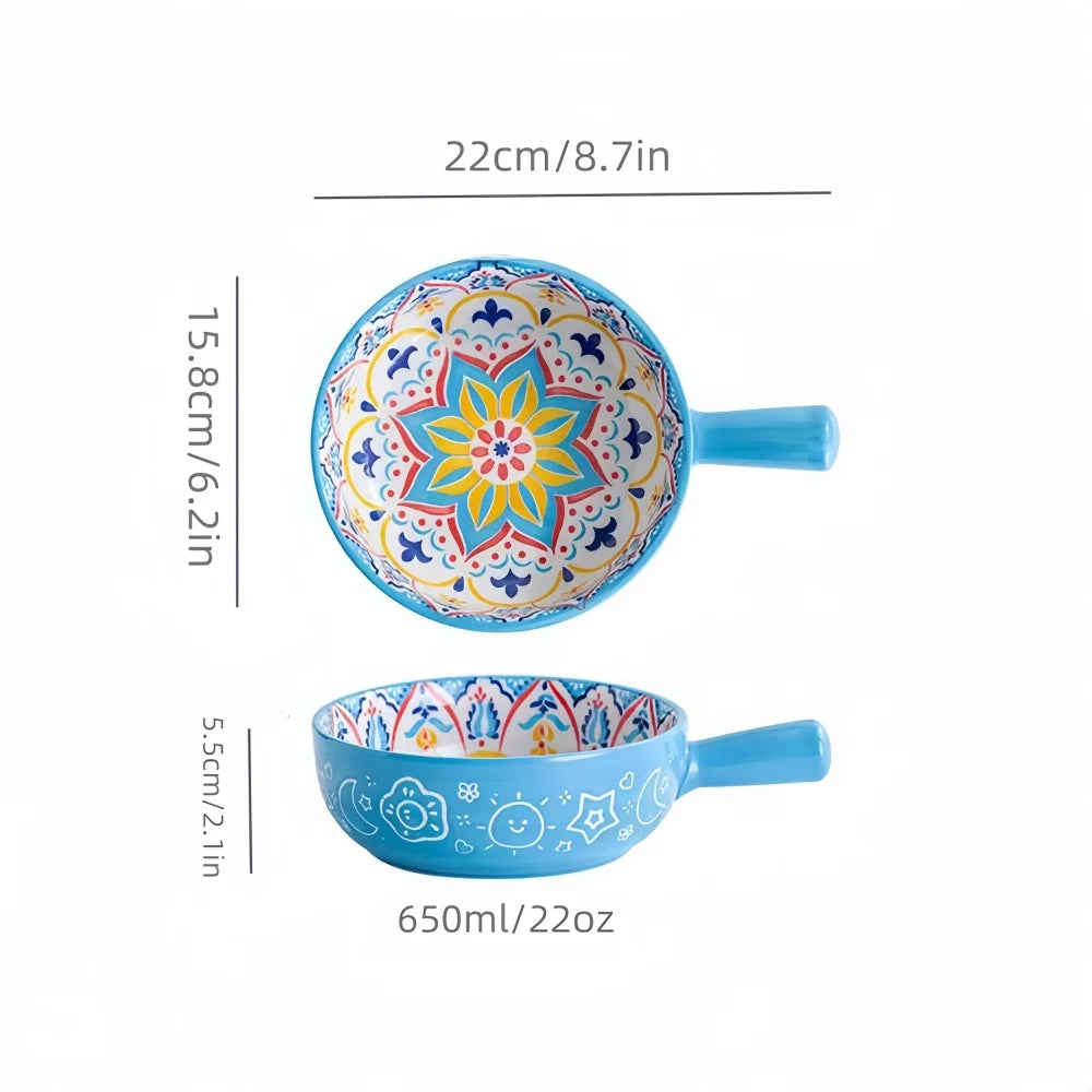 Miseczka ceramiczna Luna z uchwytem – ręcznie malowana