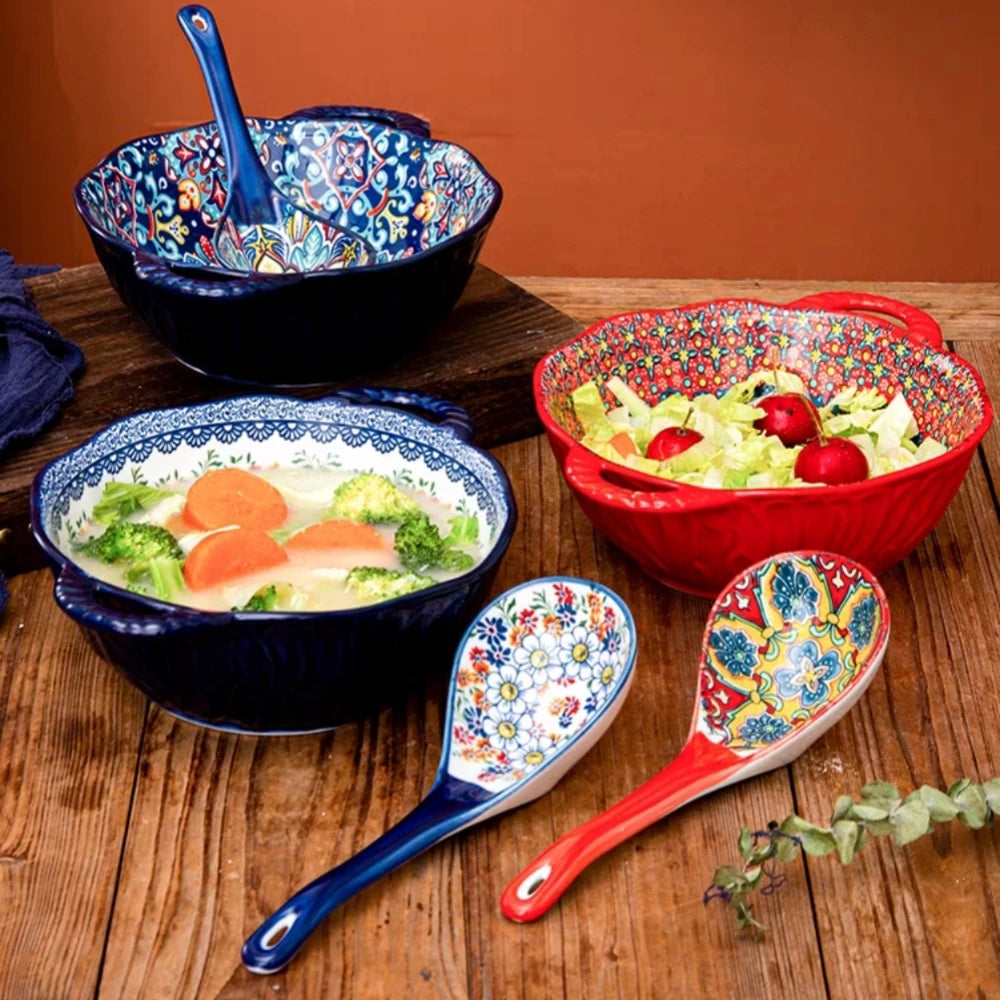 Misa Boho Delight – ceramiczna, 1000 ml, ręcznie malowana z uchwytami