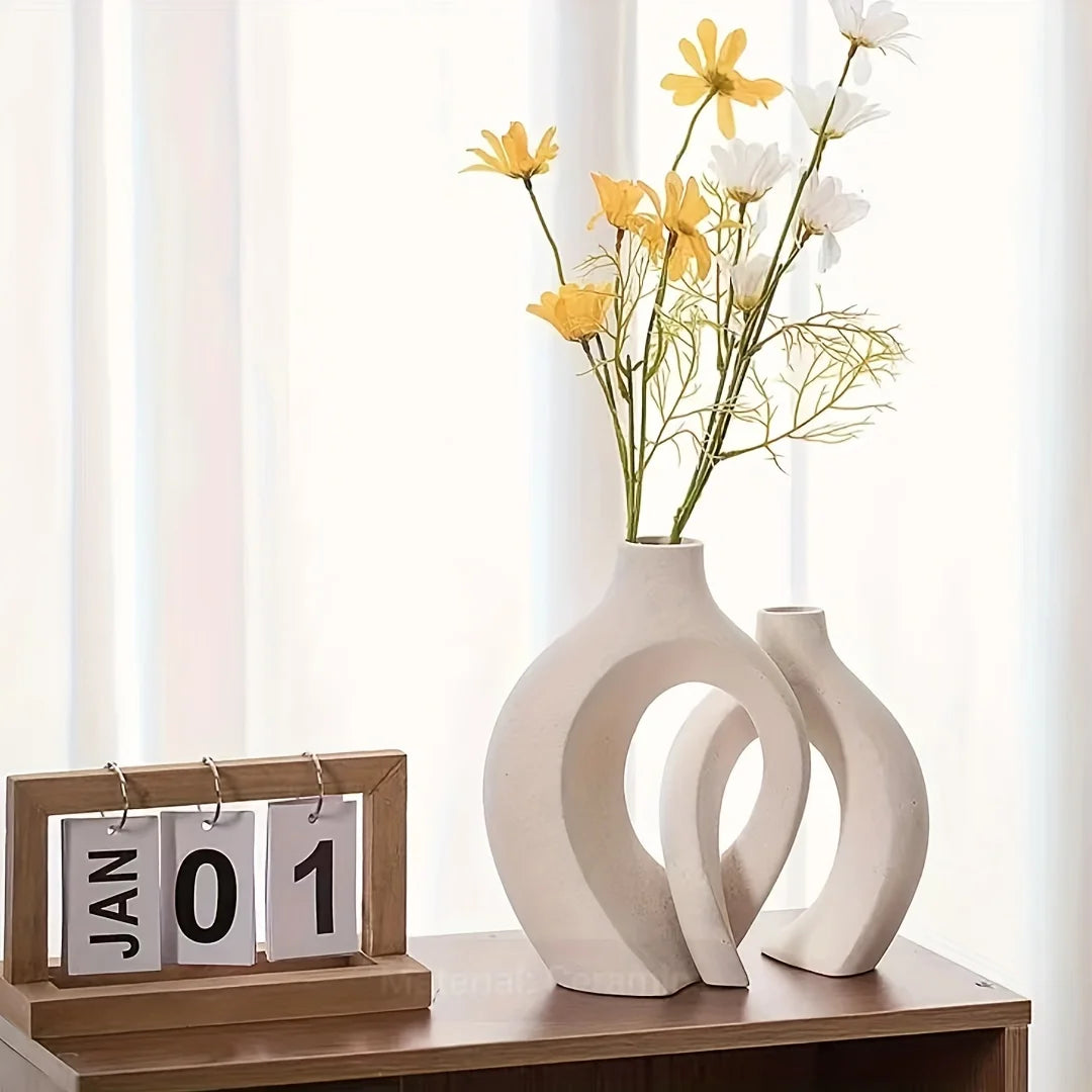 Nuvéa – Zestaw 2 Nowoczesnych Wazonów Ceramicznych w Stylu Nordic