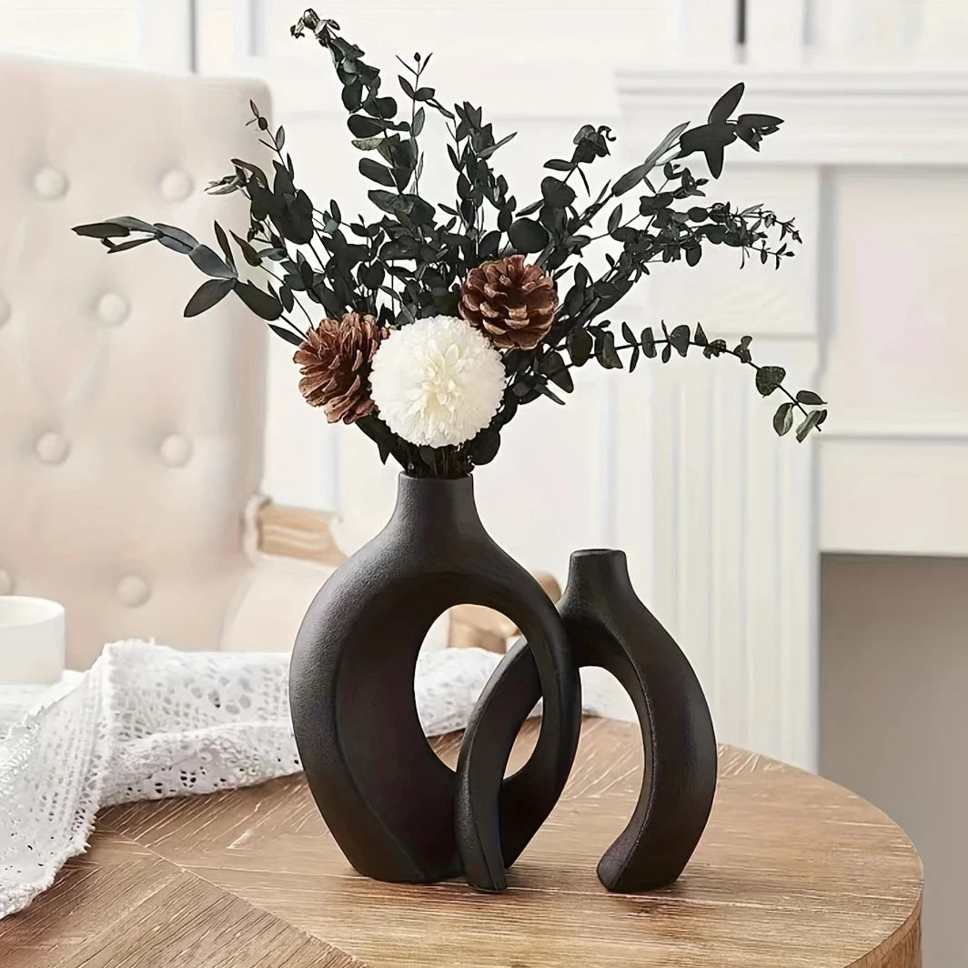 Nuvéa – Zestaw 2 Nowoczesnych Wazonów Ceramicznych w Stylu Nordic