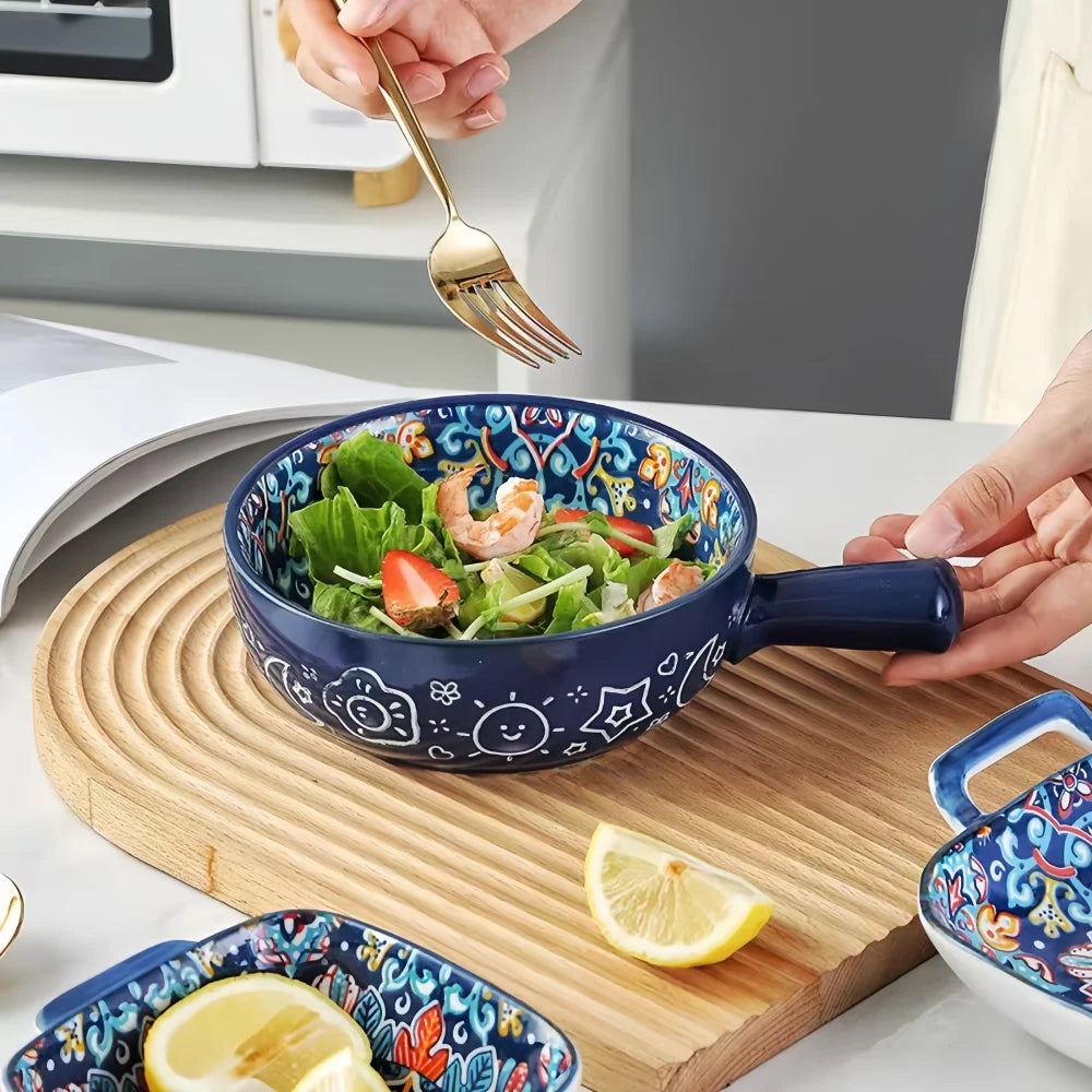 Miseczka ceramiczna Luna z uchwytem – ręcznie malowana