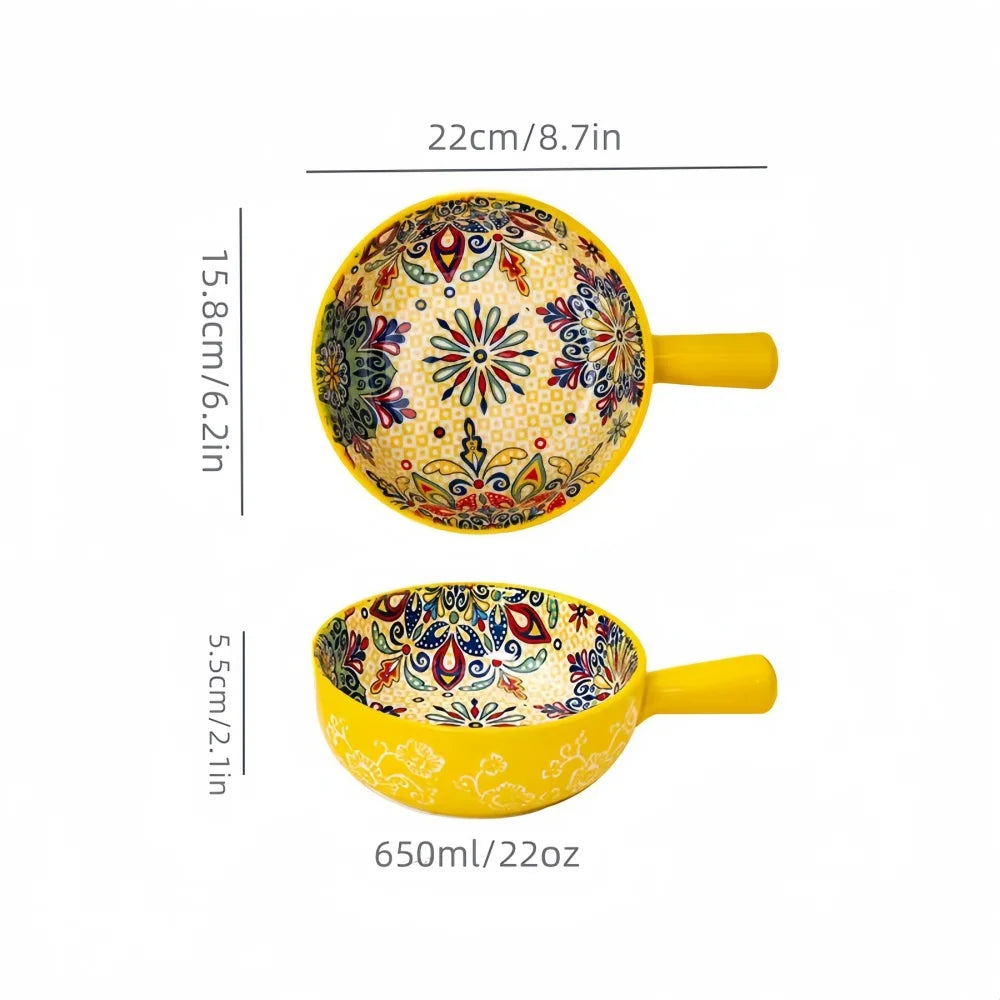 Miseczka ceramiczna Luna z uchwytem – ręcznie malowana