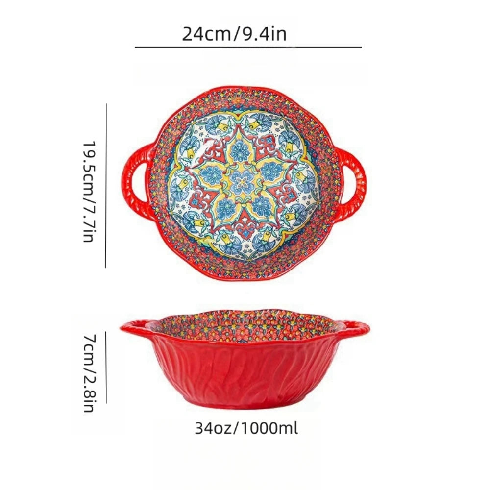 Misa Boho Delight – ceramiczna, 1000 ml, ręcznie malowana z uchwytami