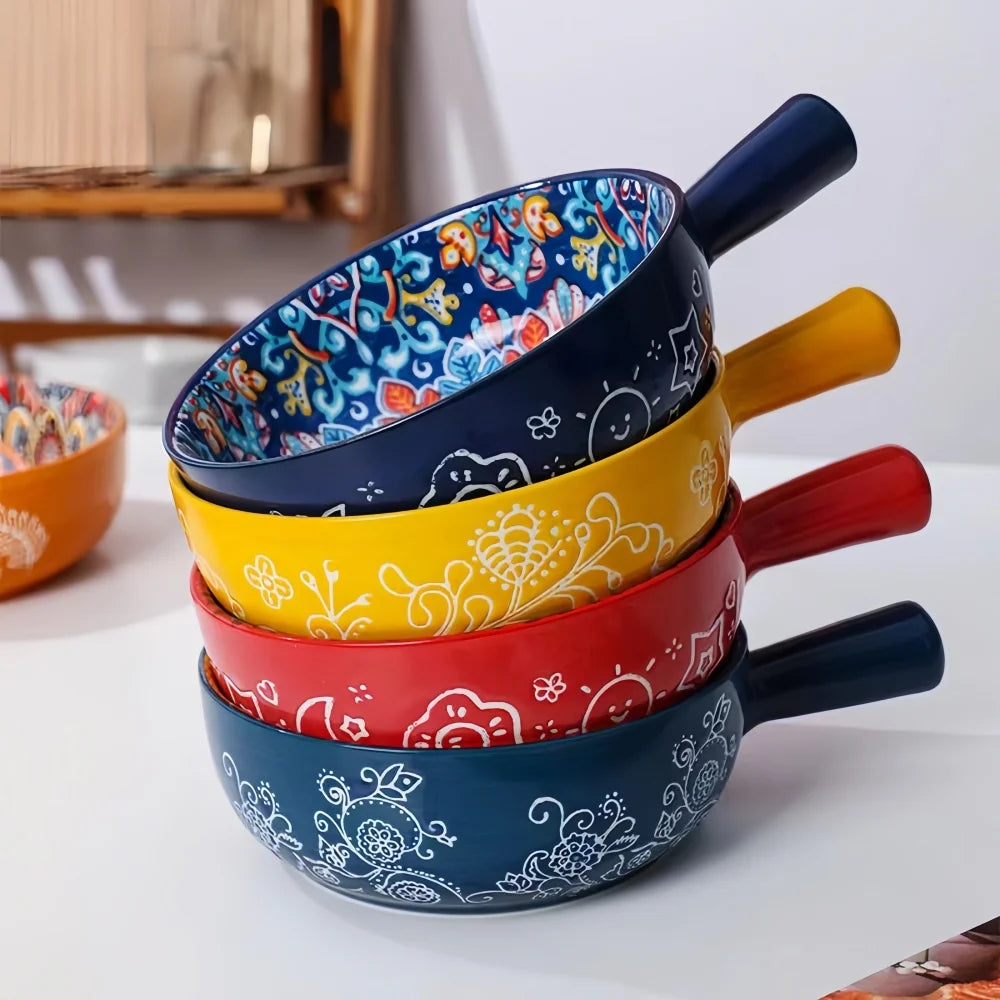 Miseczka ceramiczna Luna z uchwytem – ręcznie malowana