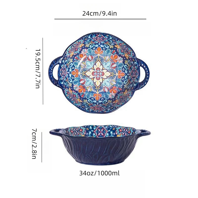 Misa Boho Delight – ceramiczna, 1000 ml, ręcznie malowana z uchwytami