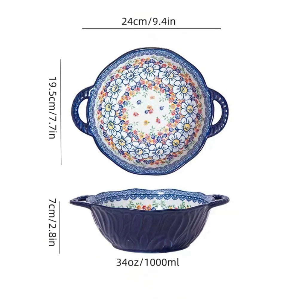 Misa Boho Delight – ceramiczna, 1000 ml, ręcznie malowana z uchwytami